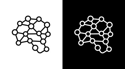 Neural Network White Icon Set Vector 