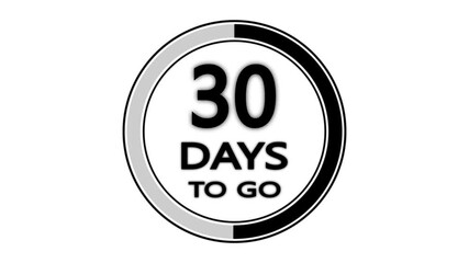 60 days to go, motion graphics running numbers counting days. minimal circle loader with 1 to 60 days to go progress. timer, countdown