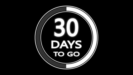 60 days to go, motion graphics running numbers counting days. minimal circle loader with 1 to 60 days to go progress. timer, countdown