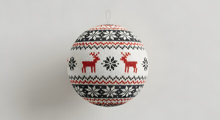 Fototapeta premium Festive Christmas Ornament with Reindeer Pattern and Red Accents, a Symbol of Holiday Cheer