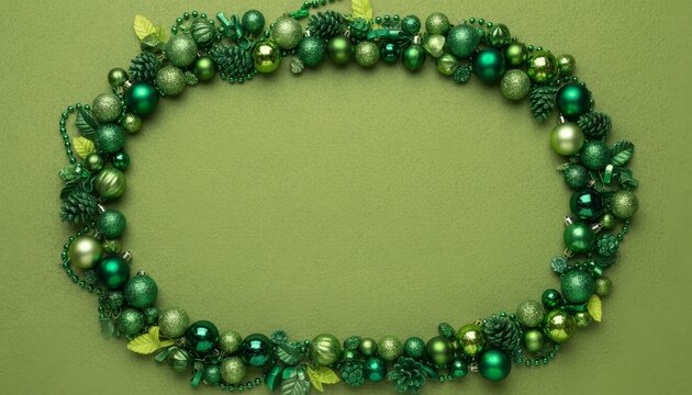 Green ornaments form a decorative border on a plain background
