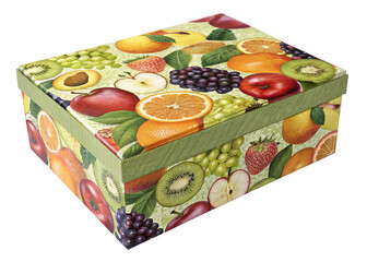 fruit-pattern-gift-box on a isolated transparent background
