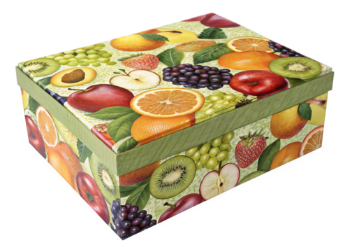 fruit-pattern-gift-box on a isolated transparent background - Powered by Adobe