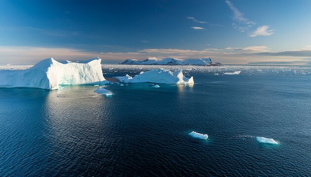 Icebergs In The Arctic Ocean - Powered by Adobe