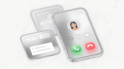Incoming call illustration on multiple smartphones with a person s profile picture