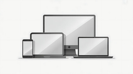 Modern electronic devices mockup featuring a computer tablet laptop and smartphone