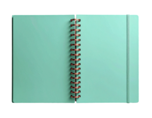Mint Cover Binder Notebook with Copper Rings, Flat Front View, Office Supplies Isolated PNG (2)