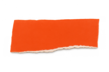 Orange torn paper piece with ripped edge. Clipping path included, isolated on transparent background for design