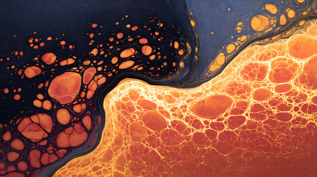 Orange & Black Symphony - Halloween Abstract Art: Fluid Warm Orange & Black Shadows