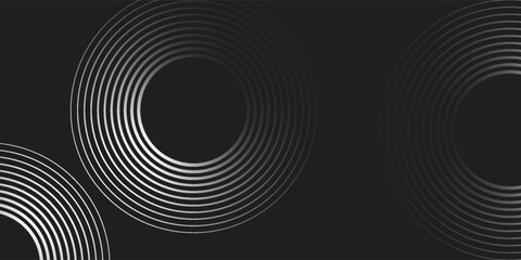 Abstract grey and red circle line vector on dark background. Modern simple overlap circle lines texture creative design.