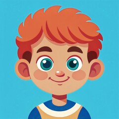 Obraz premium Cute Red-Haired Boy Face Illustration – Adorable Kids Avatar Design