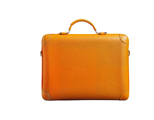 Stylish Orange Leather Briefcase on Transparent Background