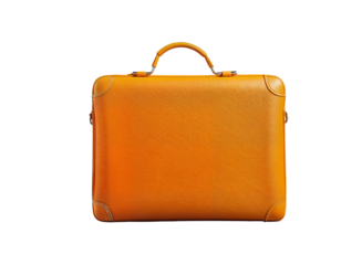 Stylish Orange Leather Briefcase on Transparent Background