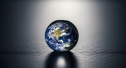 Globe on a dark surface, a visual representation of the world, geography and planet Earth