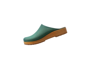 Teal Clog Shoe with Wooden Sole