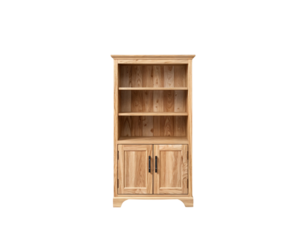 Wooden Bookshelf with Cabinet and Open Shelves