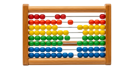 Wooden abacus with colorful beads for counting and education math arithmetic