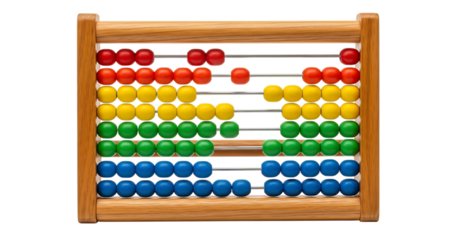 Wooden abacus with colorful beads for counting and education math arithmetic
