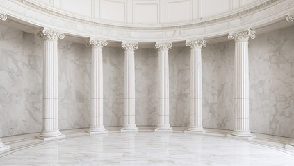 Fototapeta premium Elegant white marble columns in a classical architectural setting