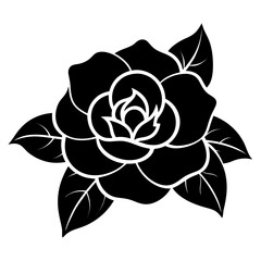 Gardenia vector clean black silhouette design white background