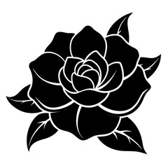 Fototapeta premium Gardenia vector clean black silhouette design white background