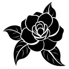 Gardenia vector clean black silhouette design white background