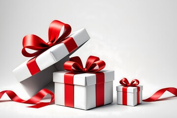 Stacked Gift Boxes with Red Ribbon - Holiday Celebration Concept