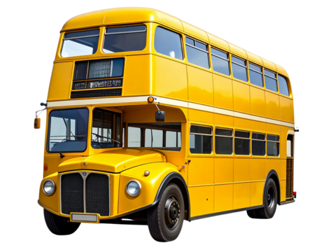 Retro London Double Decker Bus 3D Render, Slight Angle with Front Door Visible, Transparent Background (4)