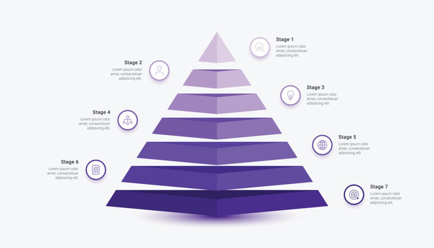 7 Step Business Pyramid Infographic Template for Stages and Processes