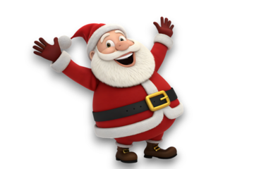 Jolly santa claus with a big smile and waving hands ready to spread holiday cheer and gifts this christmas season