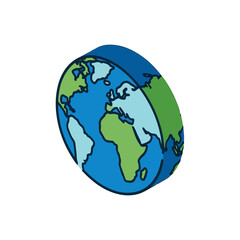 Naklejka premium Isometric Earth Globe Illustration with Outline Style and Color