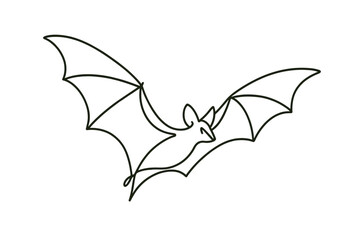 Fototapeta premium Minimalist line art of flying bat with outstretched wings