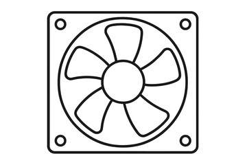 Outline illustration of a computer cooling fan with mounting frame