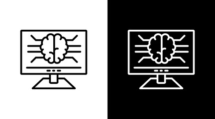 Monitor White Icon Set Vector 