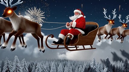 santa claus with sleigh - Powered by Adobe