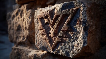 Ancient stone carving with unique design high resolution picture