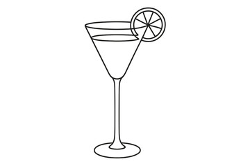 Outline of martini glass with lemon slice on rim