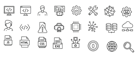 Hand drawn technology icons for software and engineering