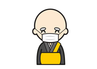 マスクをする和尚さんのイラスト