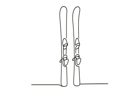 Minimalist line art of two ski poles highlighting outdoor adventure and simplicity