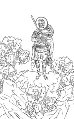 Fototapeta premium Saint Eustace (name english). Greek coloring page in Byzantine style