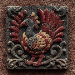 Artistic bird relief carving details high resolution picture