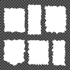 Torn Paper Frame Set Isolated on Transparent Background