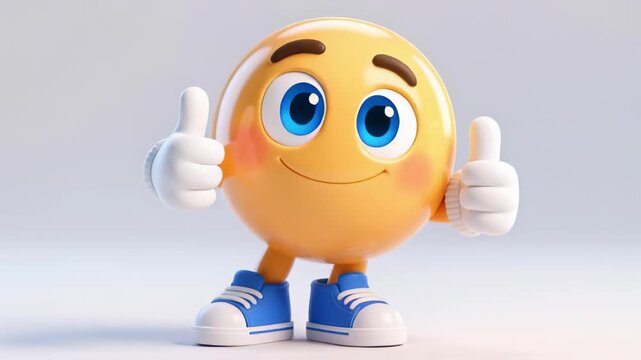 Winking emoji character gives a thumbs up, expressing positivity in a fun, playful way