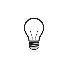 Minimalist Lightbulb Icon on White Background, Idea Symbol