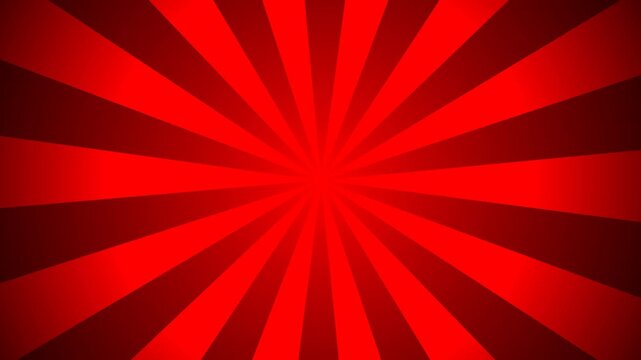 Red abstract background with rays. A looping animation of red rays rotating on a dark red background. 4k sunburst stripe retro looping .