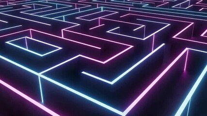 Navigate success with this dynamic neon maze animation, explore pathways, and find creative solutions, perfect for business strategy and technology concepts - Powered by Adobe