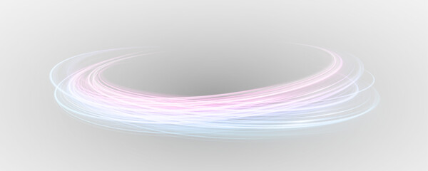 Circular vortex line in futuristic explosion ambience. A bright portal of shimmering waves and glistering radiance.