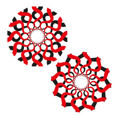 Two radial rings. Geometric circle figures. Abstract star burst. Vector dark background