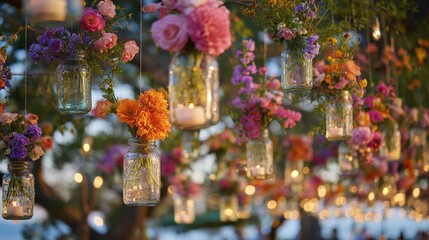 Fototapeta premium Bright floral lights hang